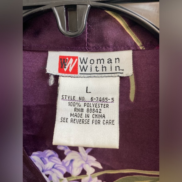 Woman Within Intimates Robe Womens Large Long Floral Long Sleeve Waist Tie Satin - Picture 5 of 7